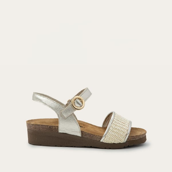 (取寄) ナオト レディース セシル Naot women Cecile Radiant Gold Leather/Blonde Raffia Cecile | Naot Australia