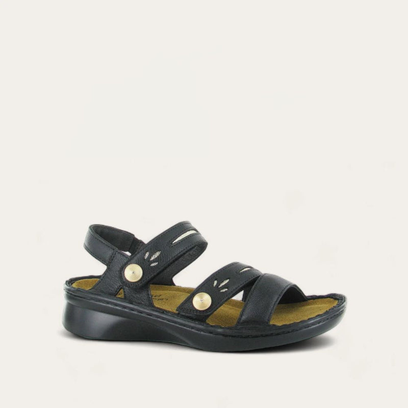 naot cecilia 　40 NAOT Footwear Womens Cecile Sandal Shiny Black Leather/Black